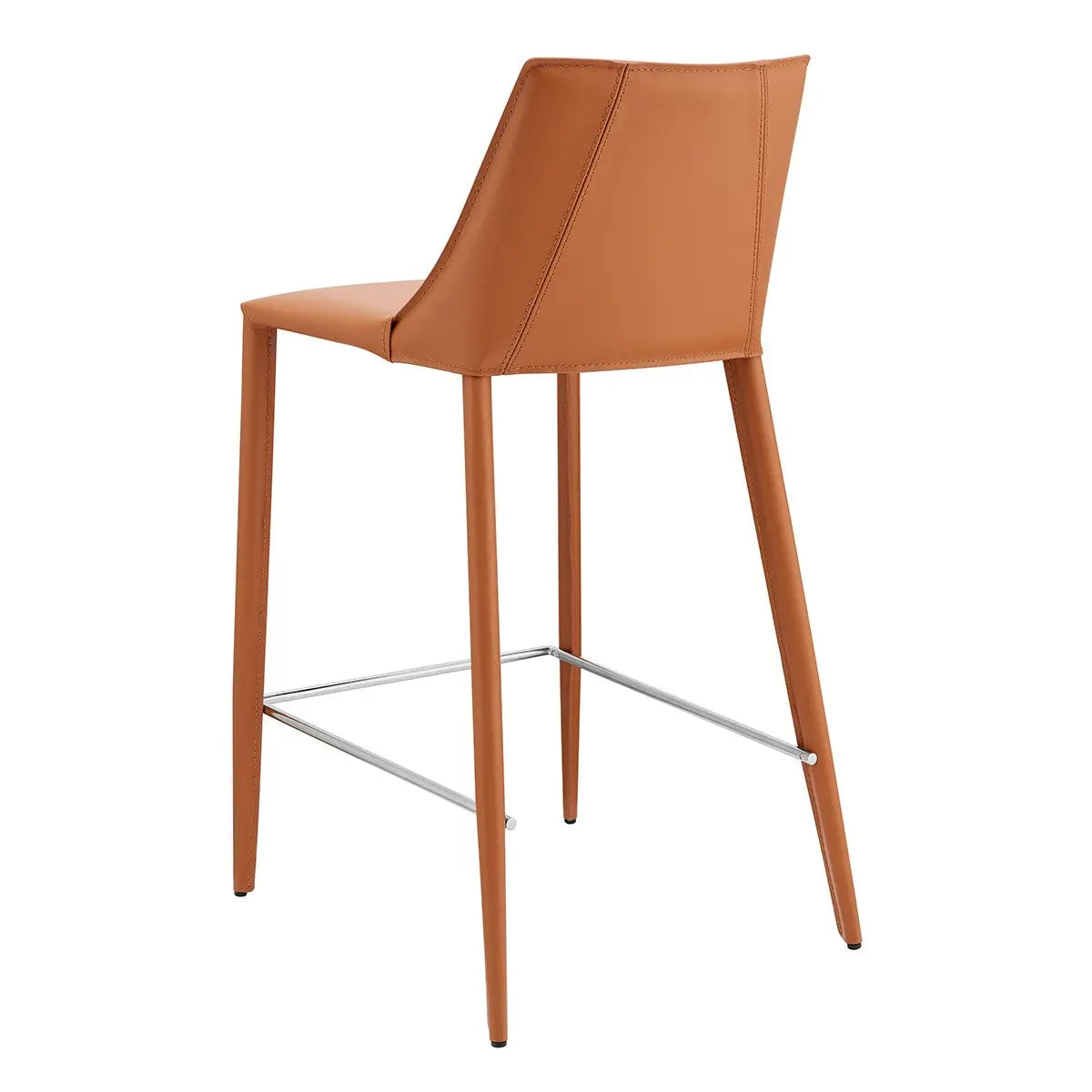 26" Terra Cotta Faux Leather And Steel Low Back Counter Height Bar Chair Homeroots Living Room