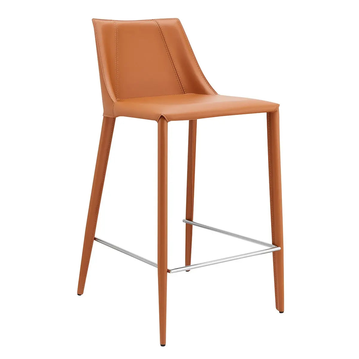 26" Terra Cotta Faux Leather And Steel Low Back Counter Height Bar Chair Homeroots Living Room