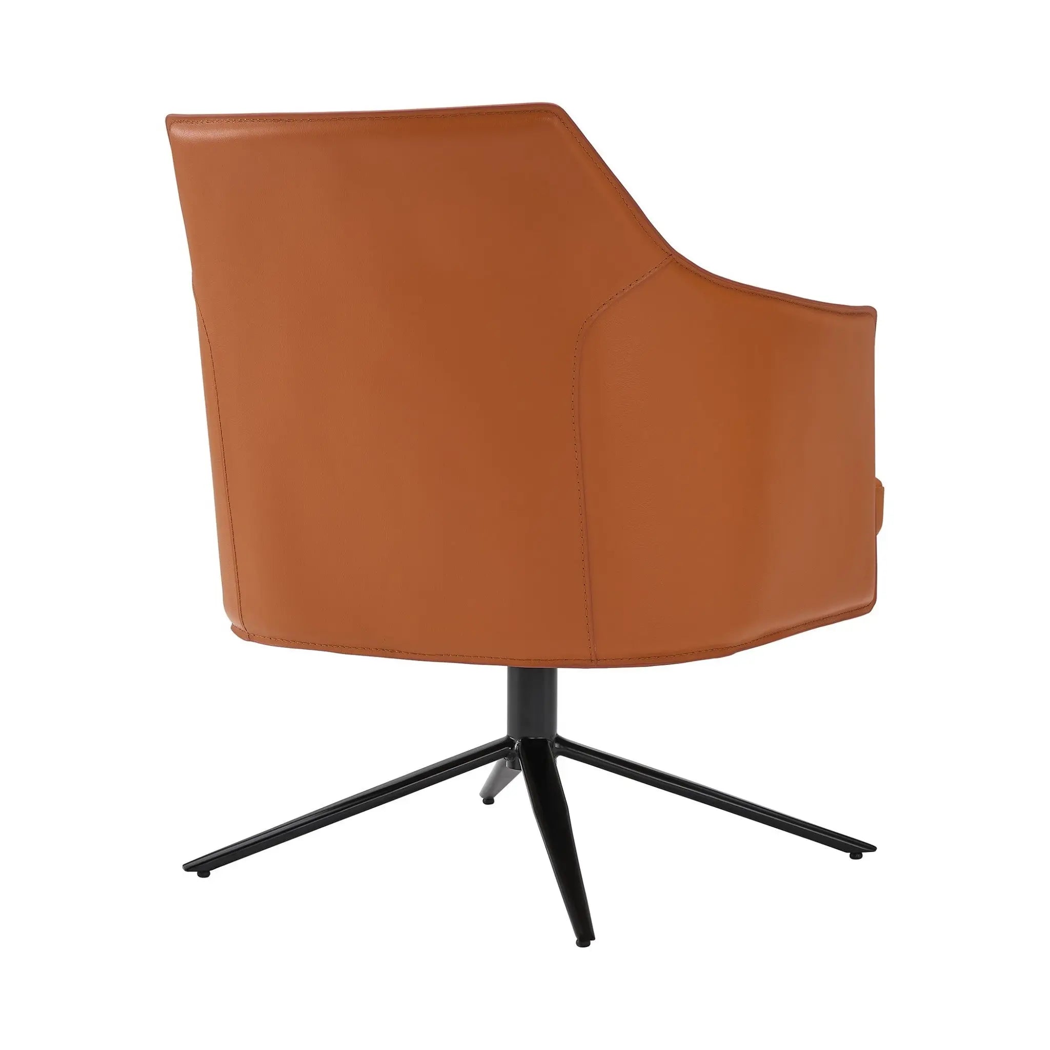 26" Terra Cotta and Black Faux Leather Swivel Lounge Chair Homeroots Living Room