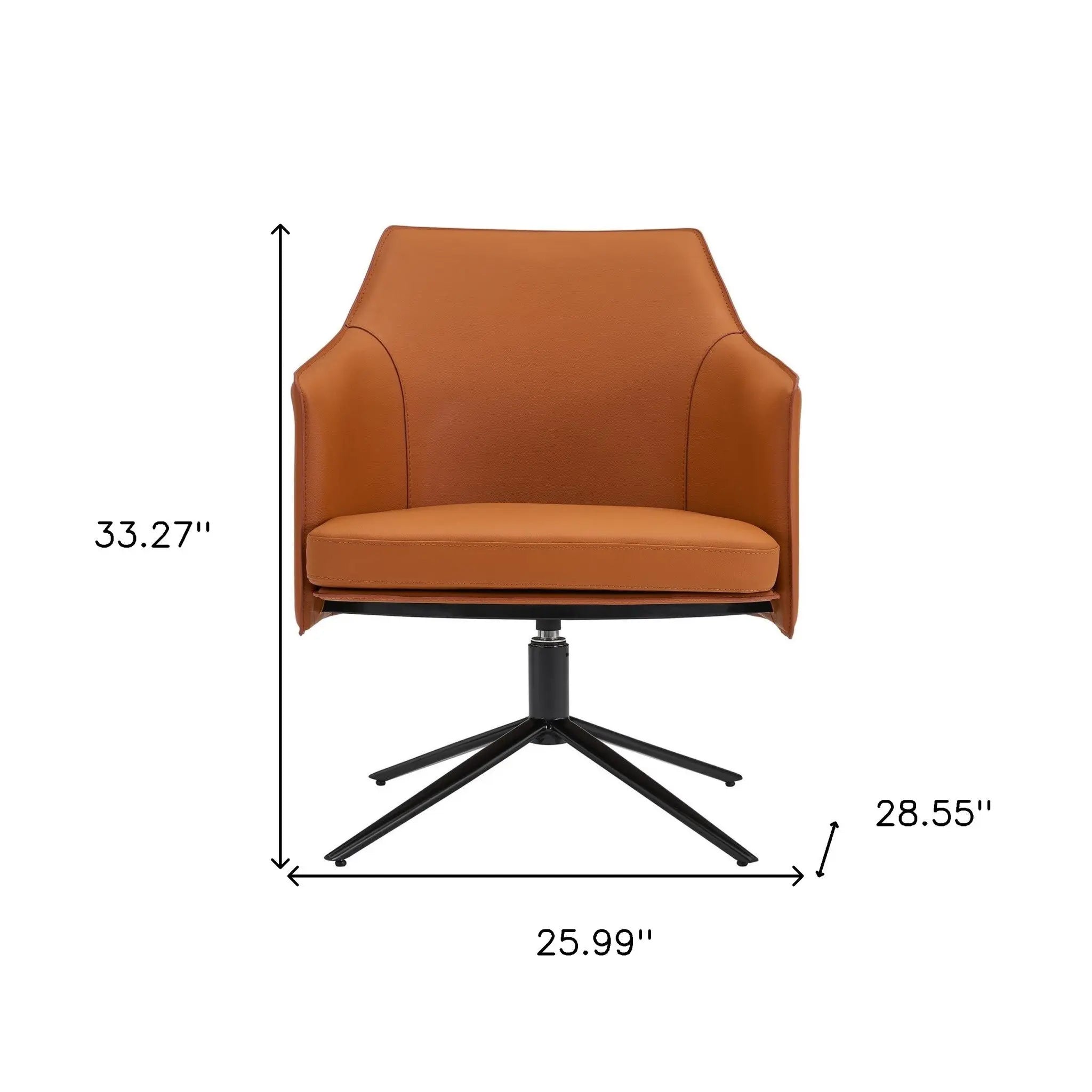 26" Terra Cotta and Black Faux Leather Swivel Lounge Chair Homeroots Living Room