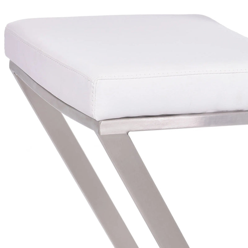 26" White And Silver Iron Backless Counter Height Bar Chair - GreatEagleInc