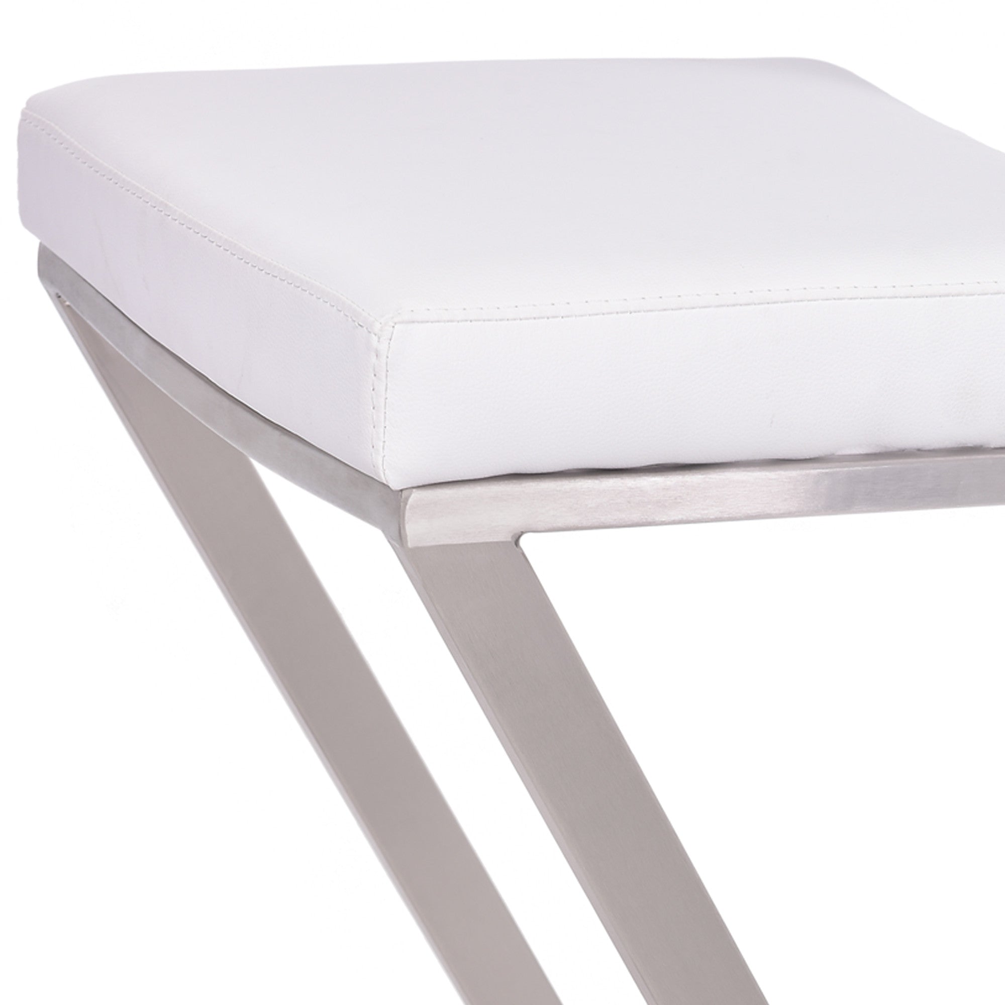 26" White And Silver Iron Backless Counter Height Bar Chair - GreatEagleInc