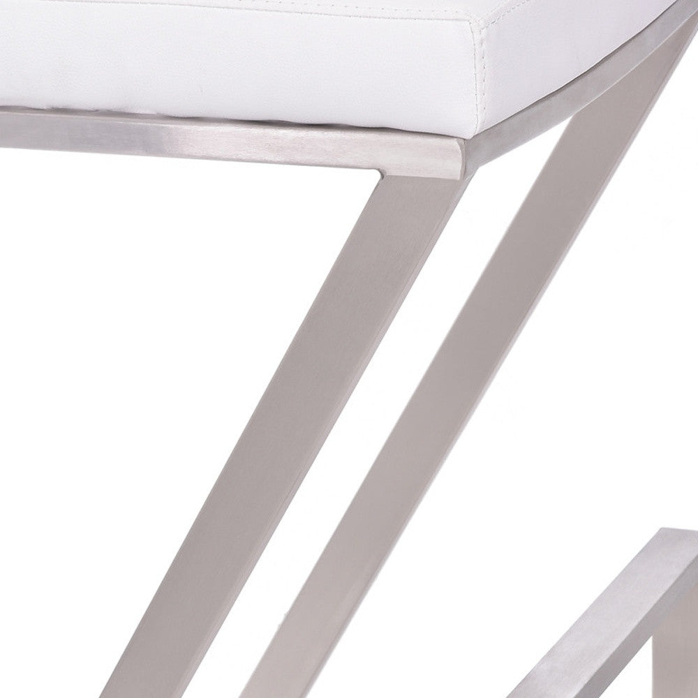 26" White And Silver Iron Backless Counter Height Bar Chair - GreatEagleInc