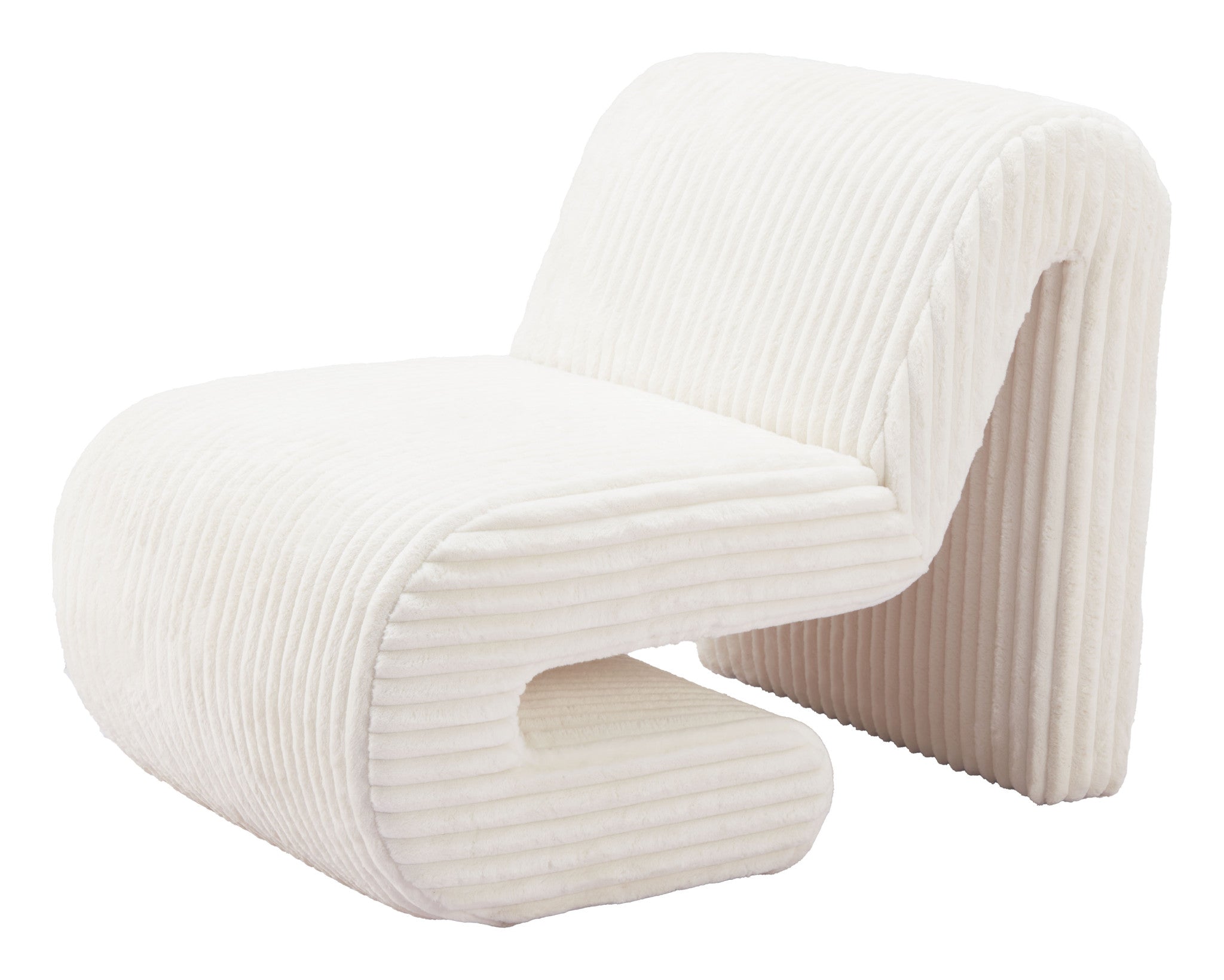 26" White Corduroy And Upholstered Lounge Chair Homeroots Living Room