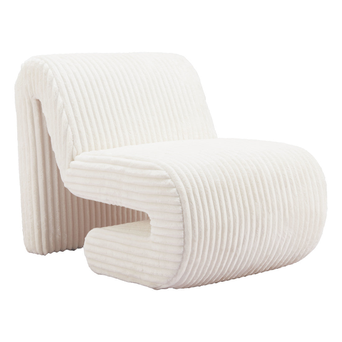 26" White Corduroy And Upholstered Lounge Chair Homeroots Living Room