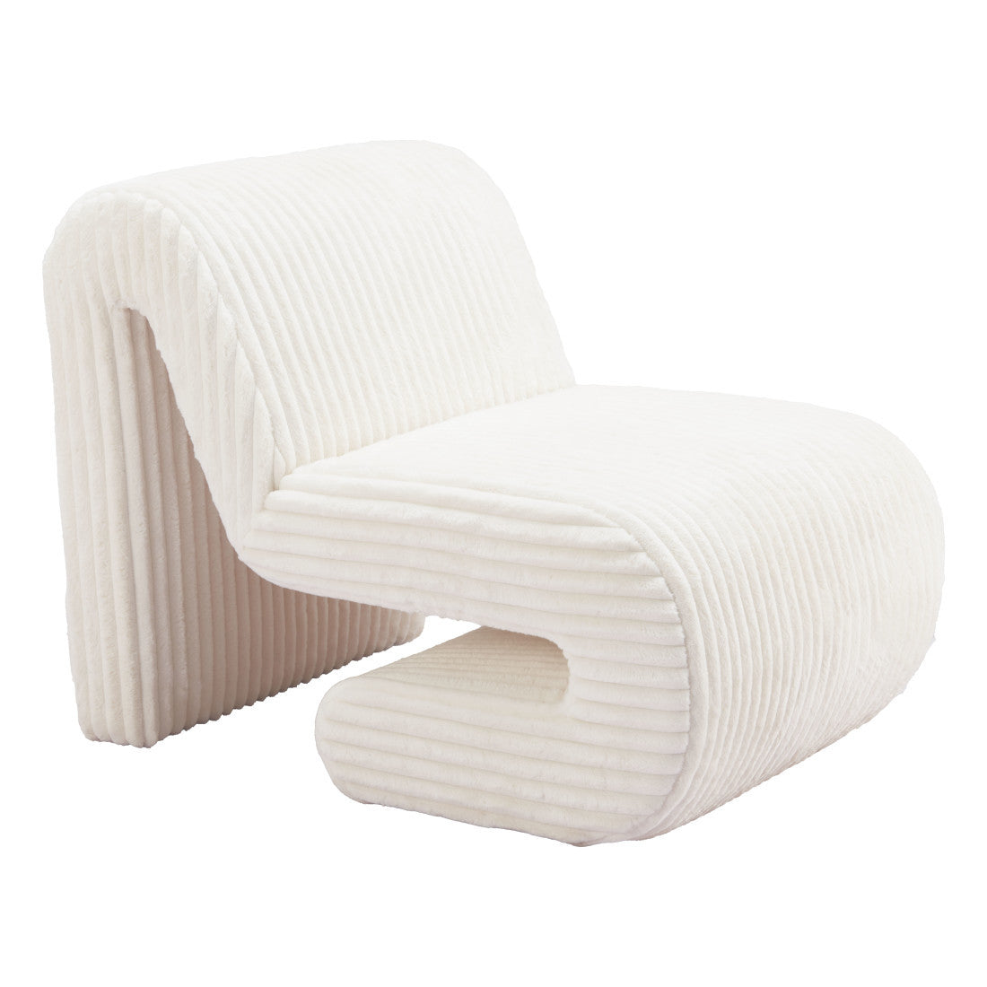26" White Corduroy And Upholstered Lounge Chair Homeroots Living Room