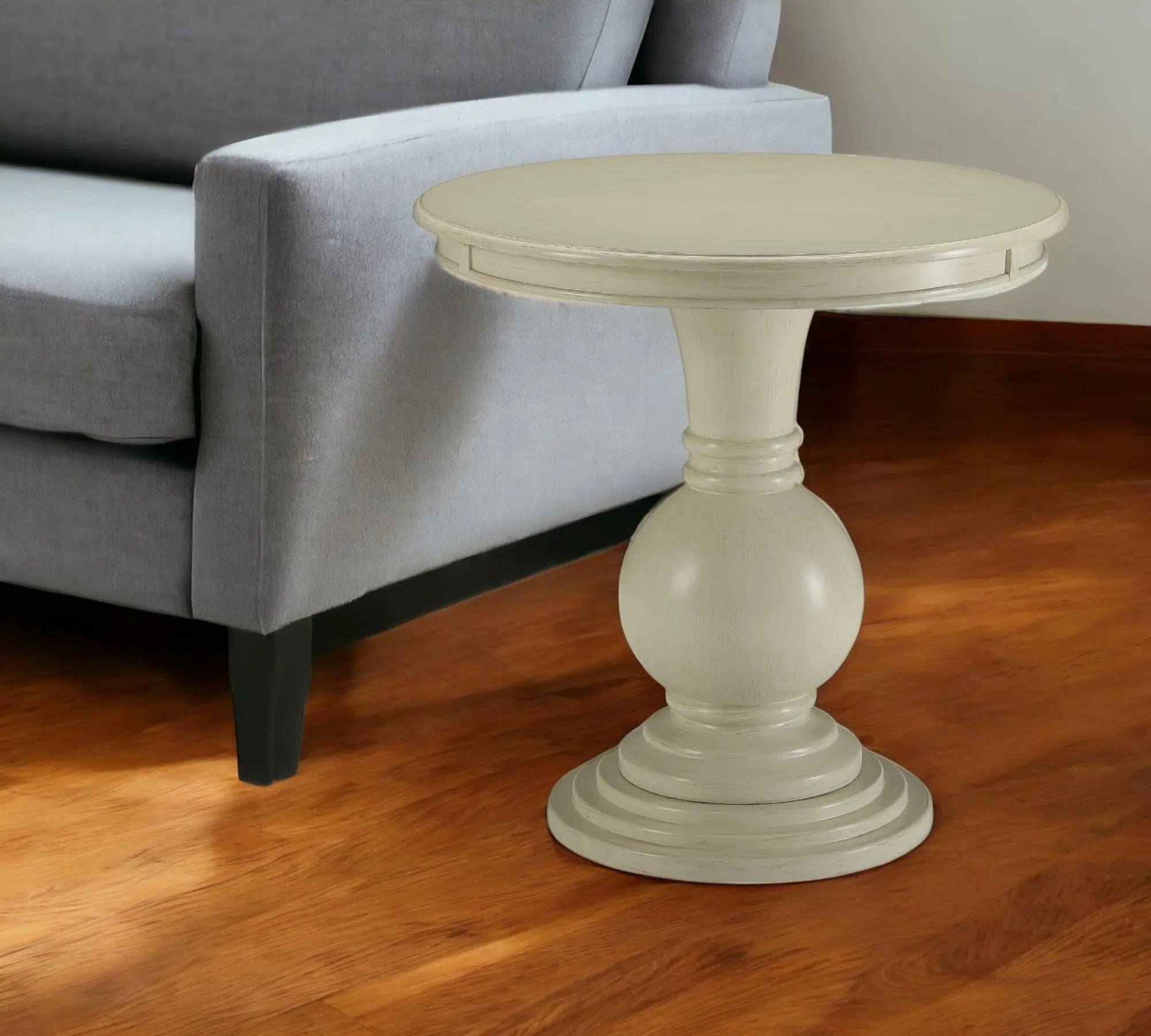 26" White Solid And Manufactured Wood Round End Table Homeroots Living Room