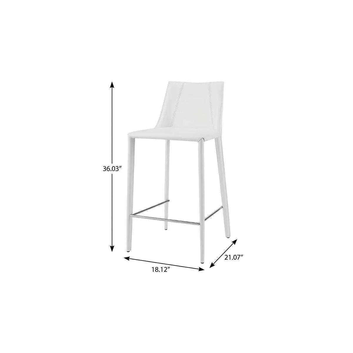 26" White Steel Low Back Counter Height Bar Chair Homeroots Living Room