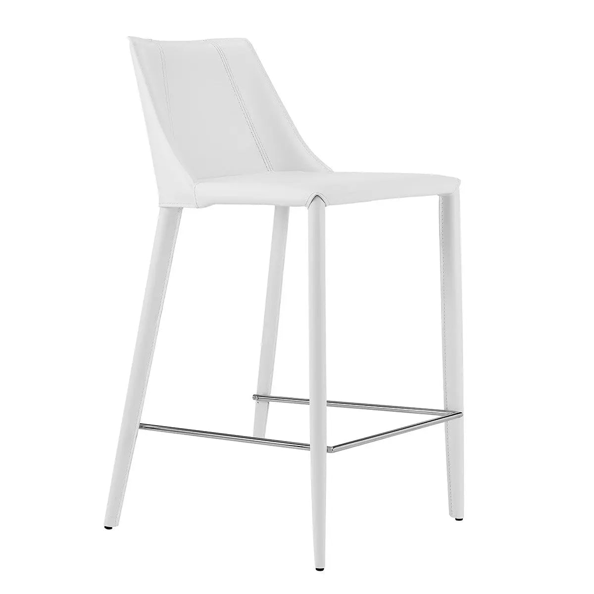 26" White Steel Low Back Counter Height Bar Chair Homeroots Living Room