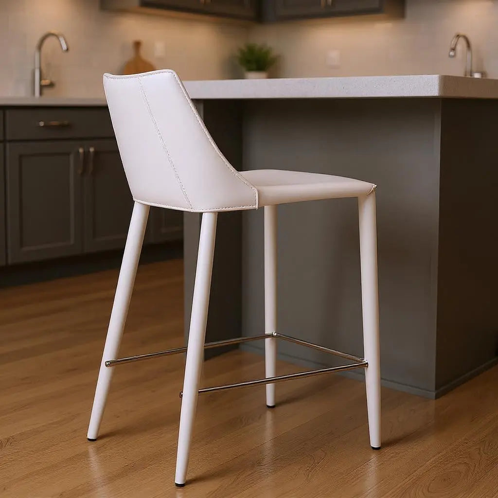 26" White Steel Low Back Counter Height Bar Chair Homeroots Living Room
