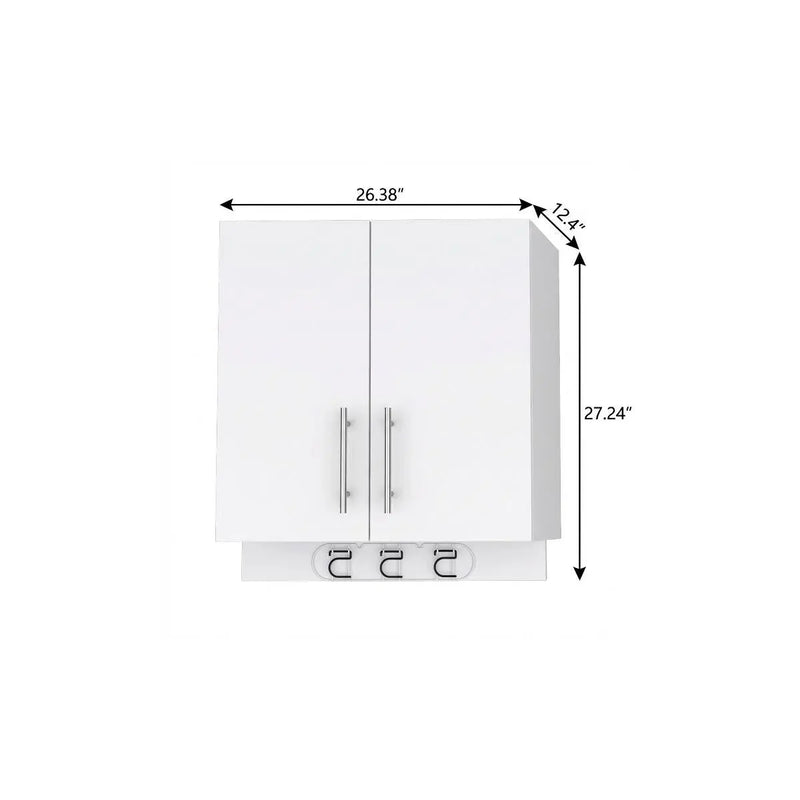 26" White Wood Floating Double Door Bathroom Vanity Homeroots Bed & Bath