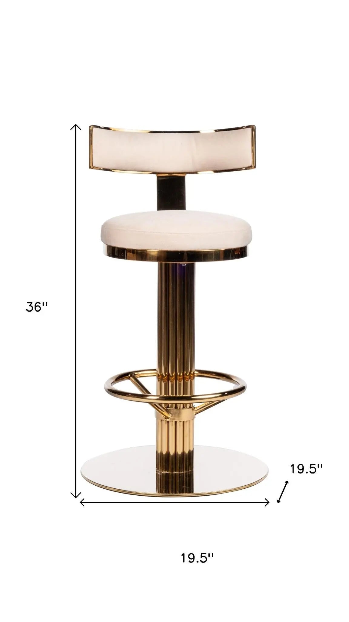 26" White and Gold Linen and Steel Counter Height Swivel Bar Chair Homeroots Living Room