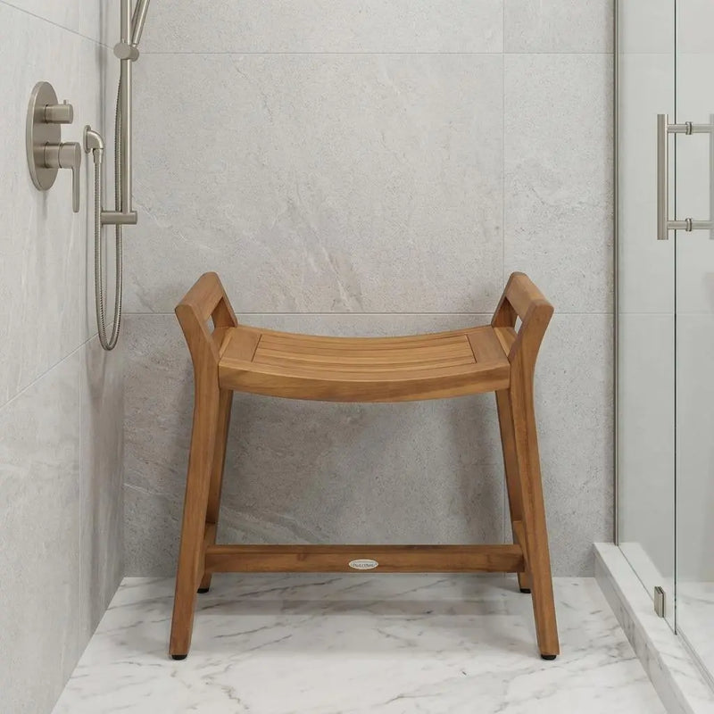26" X 27" Brown Teak Rectangular Shower Bench Homeroots Bed & Bath