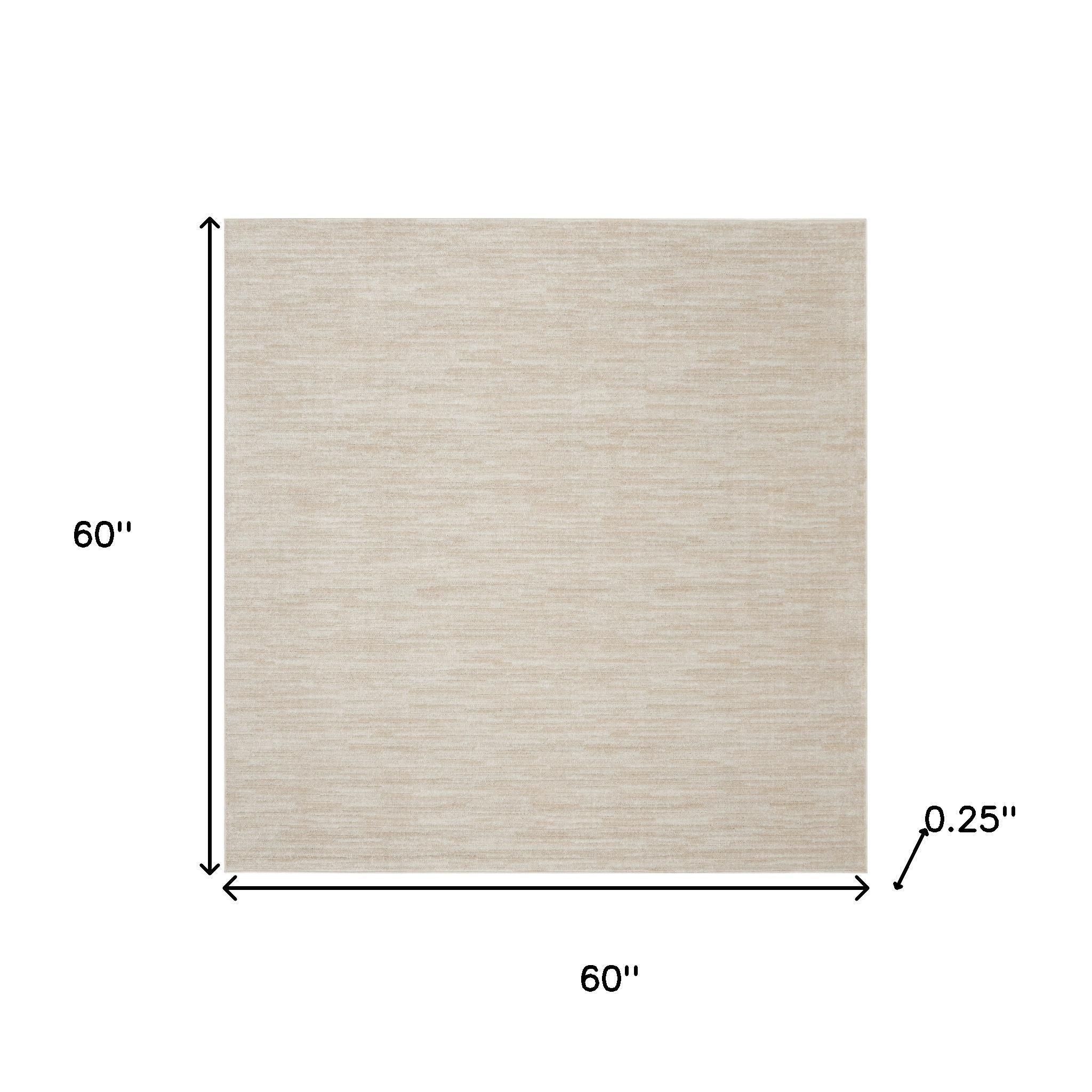 5' X 5' Beige And Ivory Square Indoor Outdoor Area Rug - GreatEagleInc