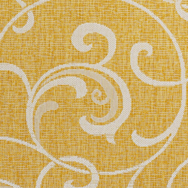 5' X 8' Yellow And Cream Floral Indoor Outdoor Area Rug - GreatEagleInc