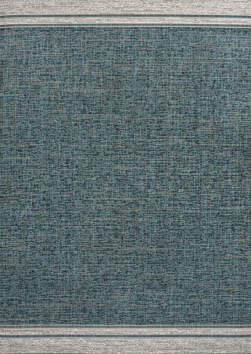 5' X 8' Turquoise And Cream Indoor Outdoor Area Rug - GreatEagleInc