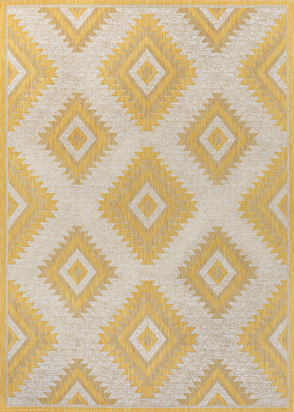 5' X 8' Yellow And Cream Moroccan Indoor Outdoor Area Rug - GreatEagleInc