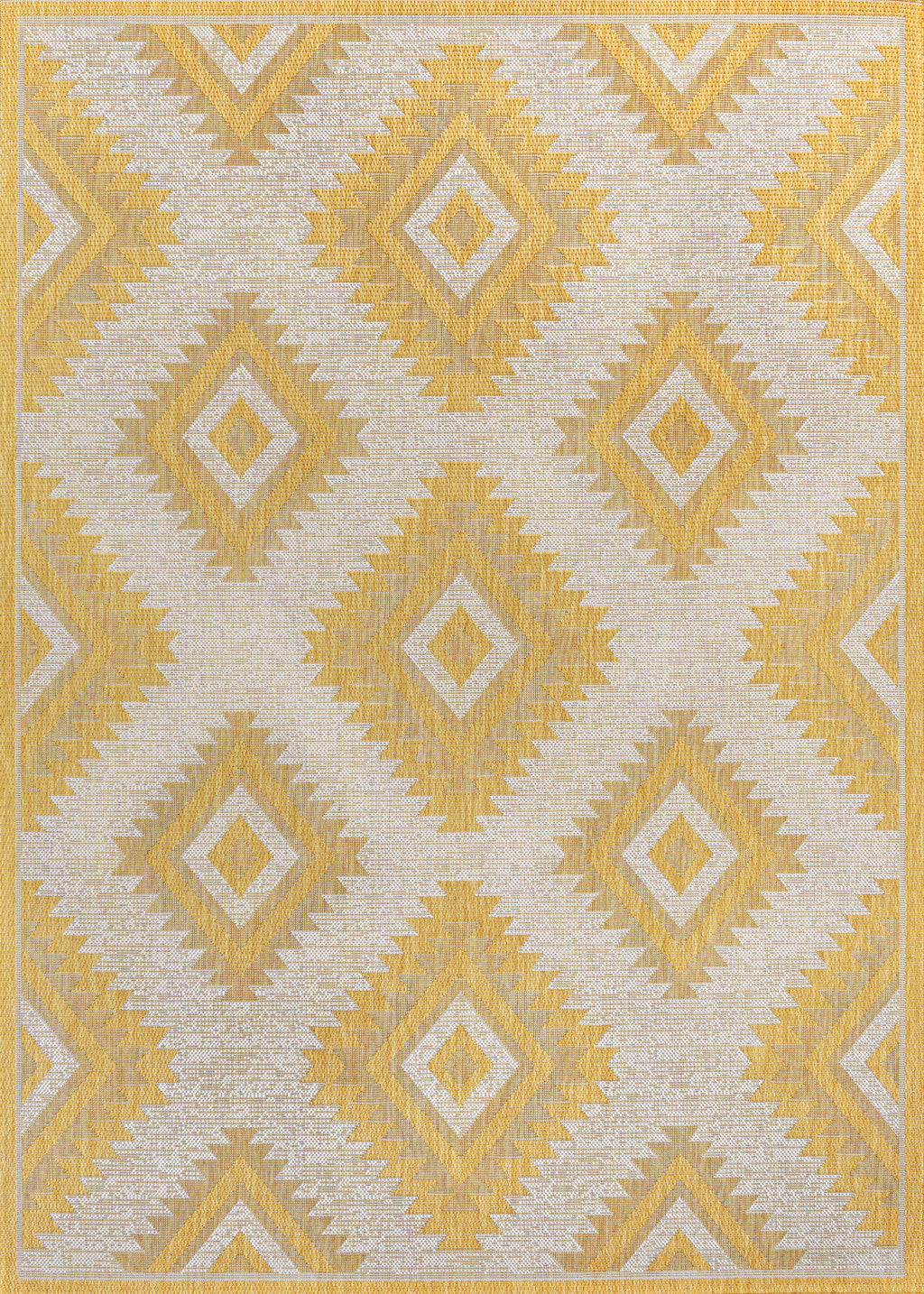 5' X 8' Yellow And Cream Moroccan Indoor Outdoor Area Rug - GreatEagleInc