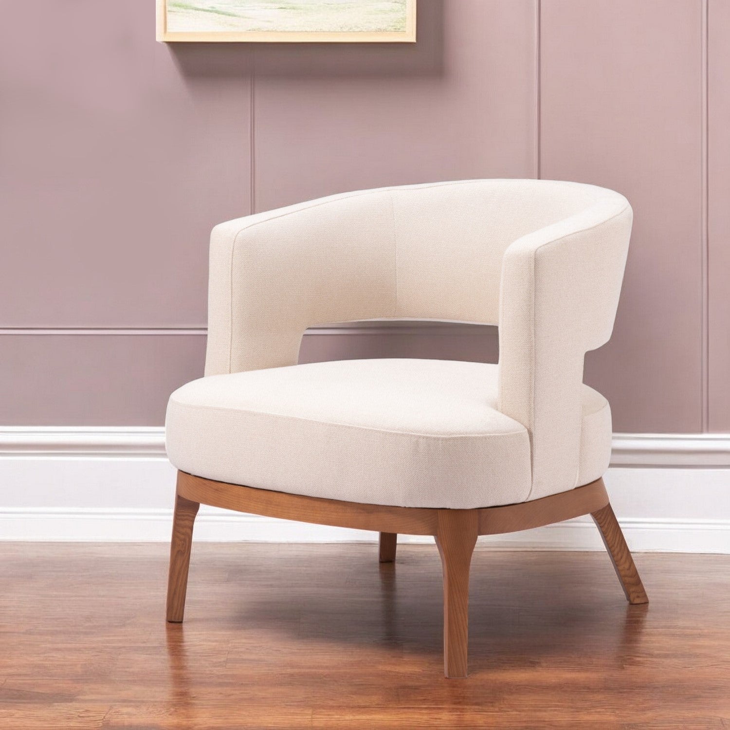 27" Beige And Brown Upholstered Arm Chair Homeroots Living Room