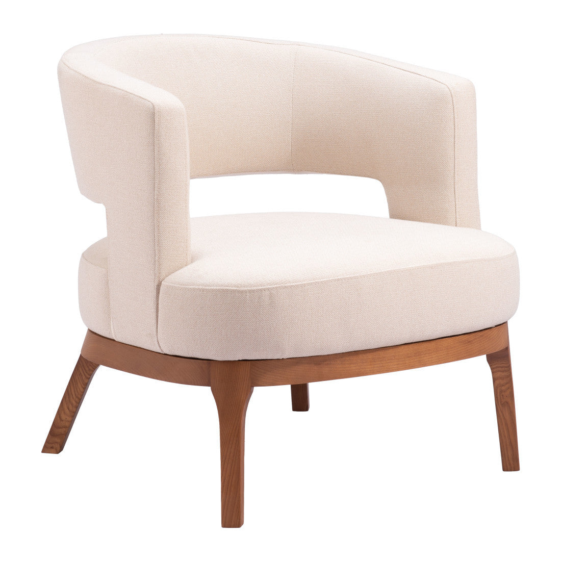 27" Beige And Brown Upholstered Arm Chair Homeroots Living Room