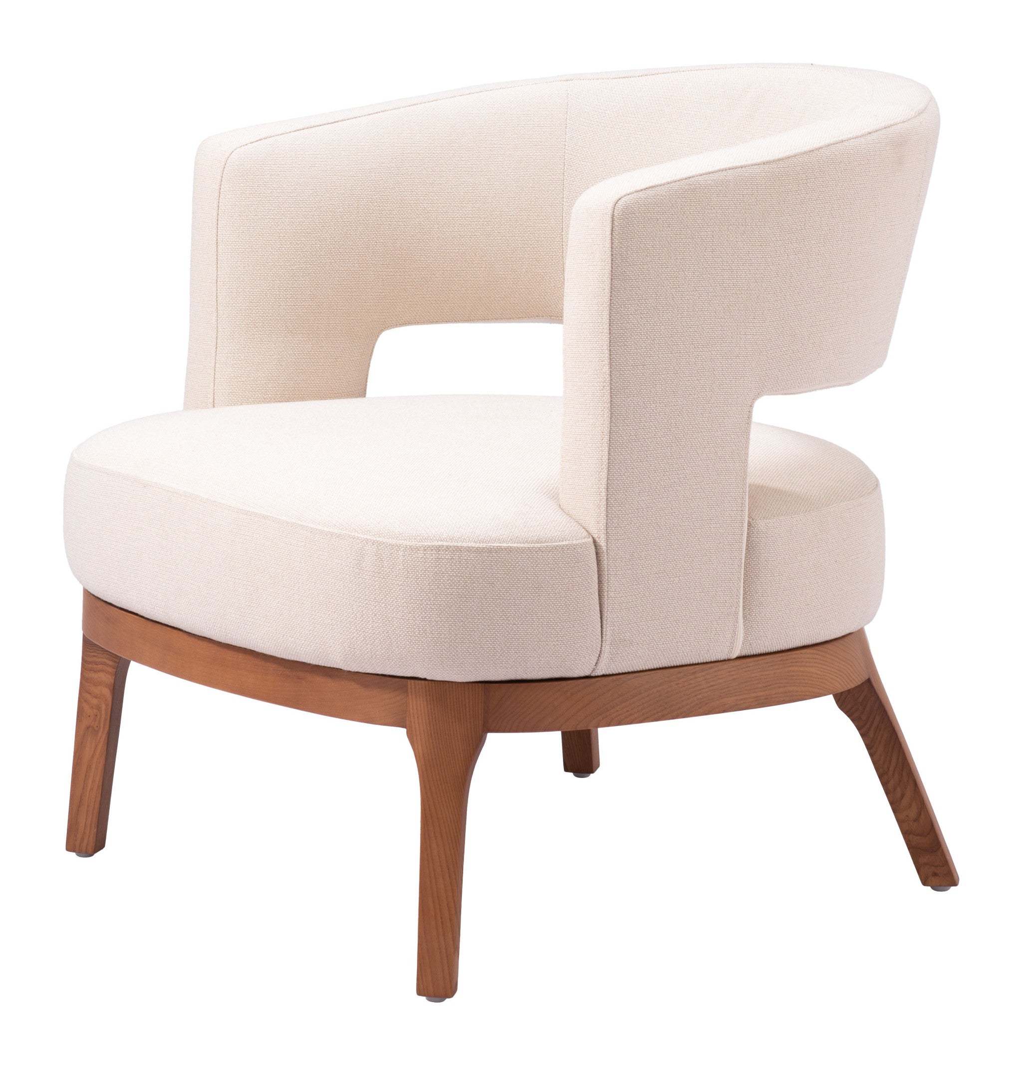 27" Beige And Brown Upholstered Arm Chair Homeroots Living Room