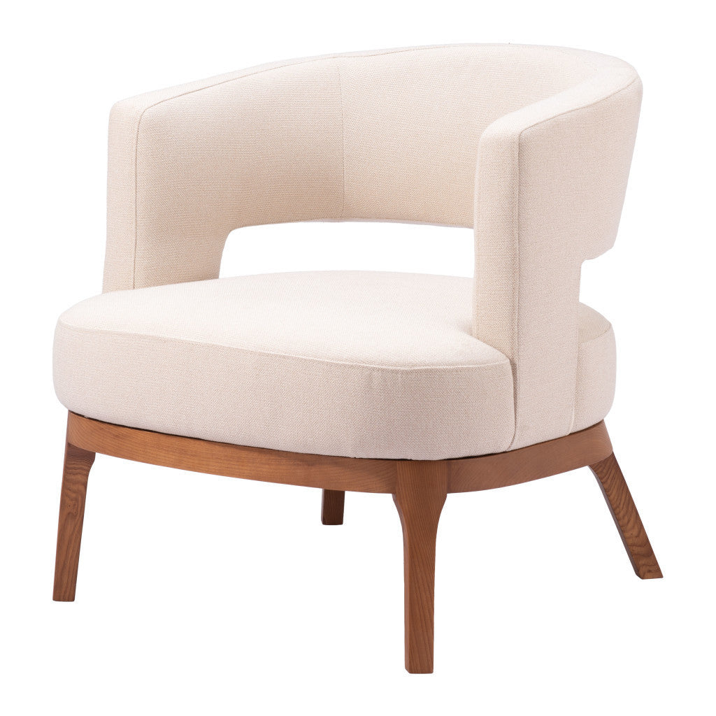 27" Beige And Brown Upholstered Arm Chair Homeroots Living Room