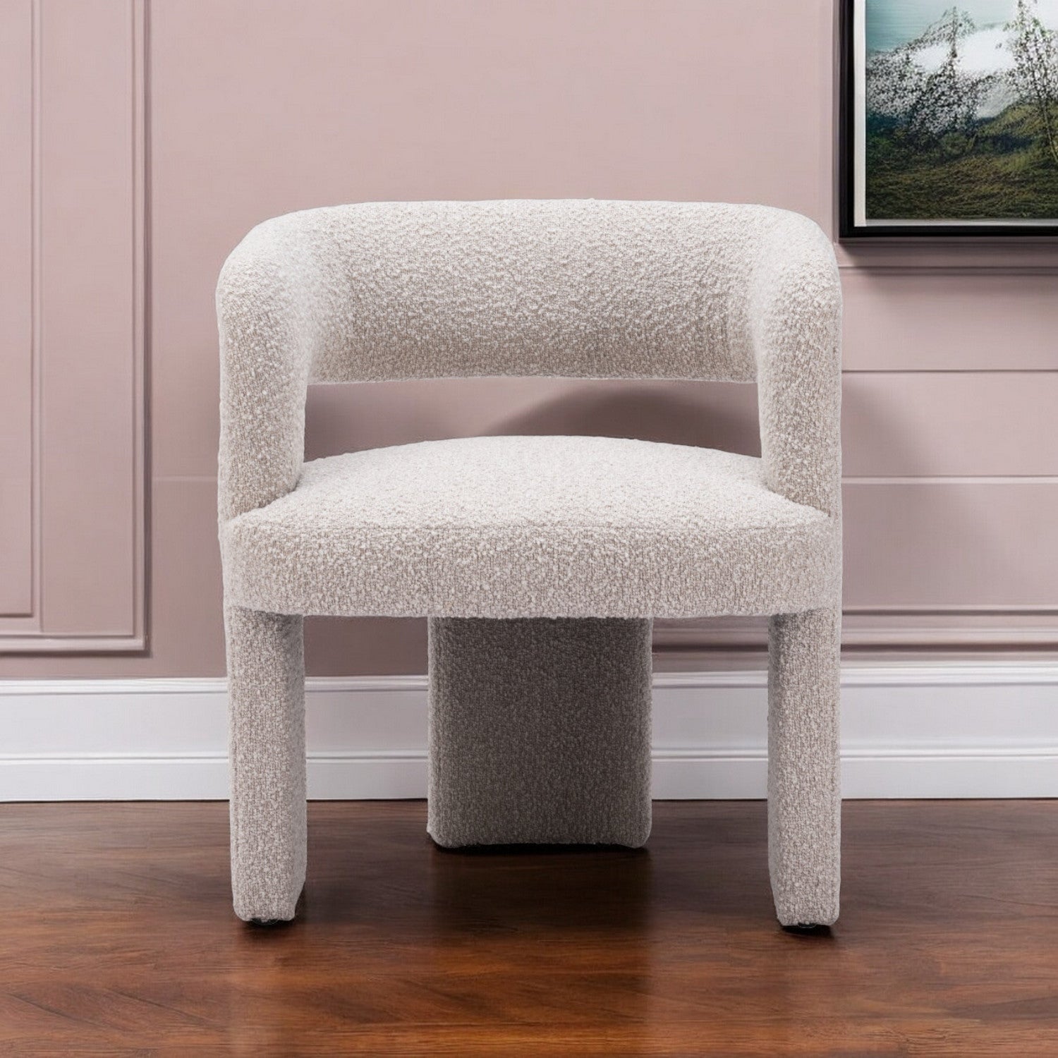 27" Beige Faux Shearling And Upholstered Arm Chair Homeroots Living Room