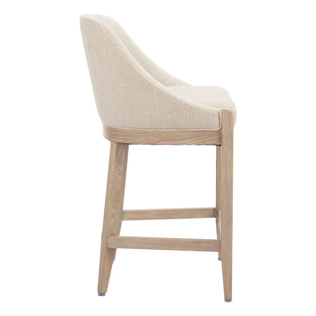 27" Beige and Natural Fabric and Solid Wood Counter Height Bar Chair Homeroots Living Room