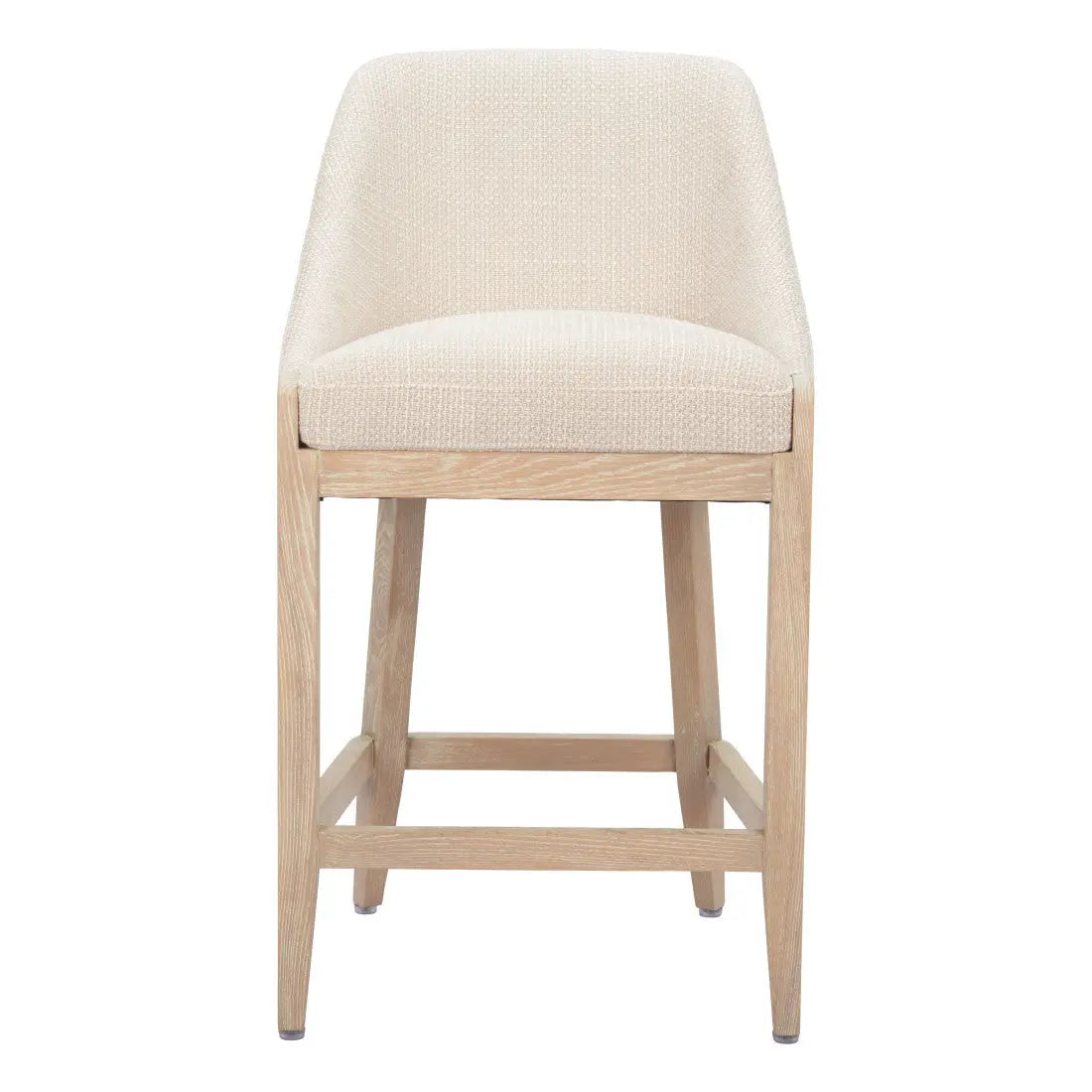 27" Beige and Natural Fabric and Solid Wood Counter Height Bar Chair Homeroots Living Room