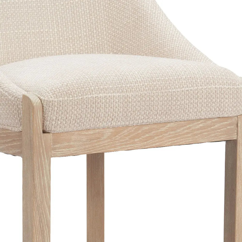 27" Beige and Natural Fabric and Solid Wood Counter Height Bar Chair Homeroots Living Room