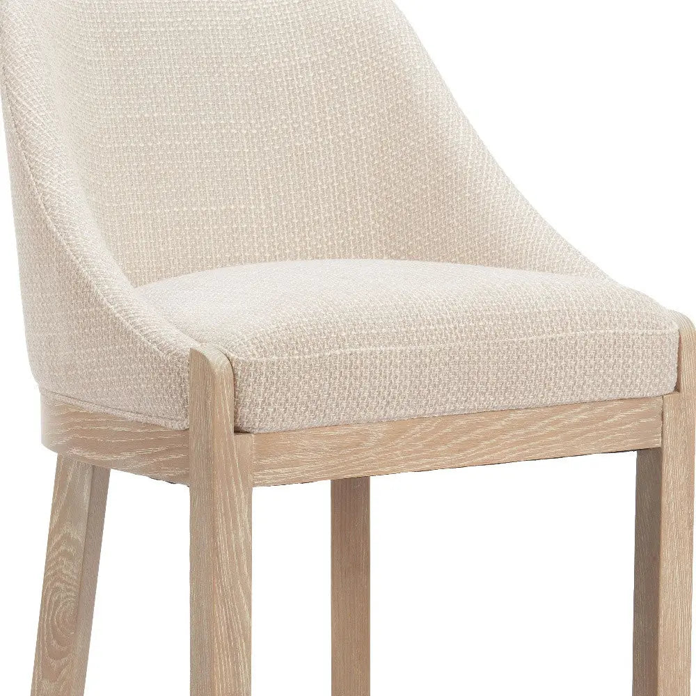 27" Beige and Natural Fabric and Solid Wood Counter Height Bar Chair Homeroots Living Room