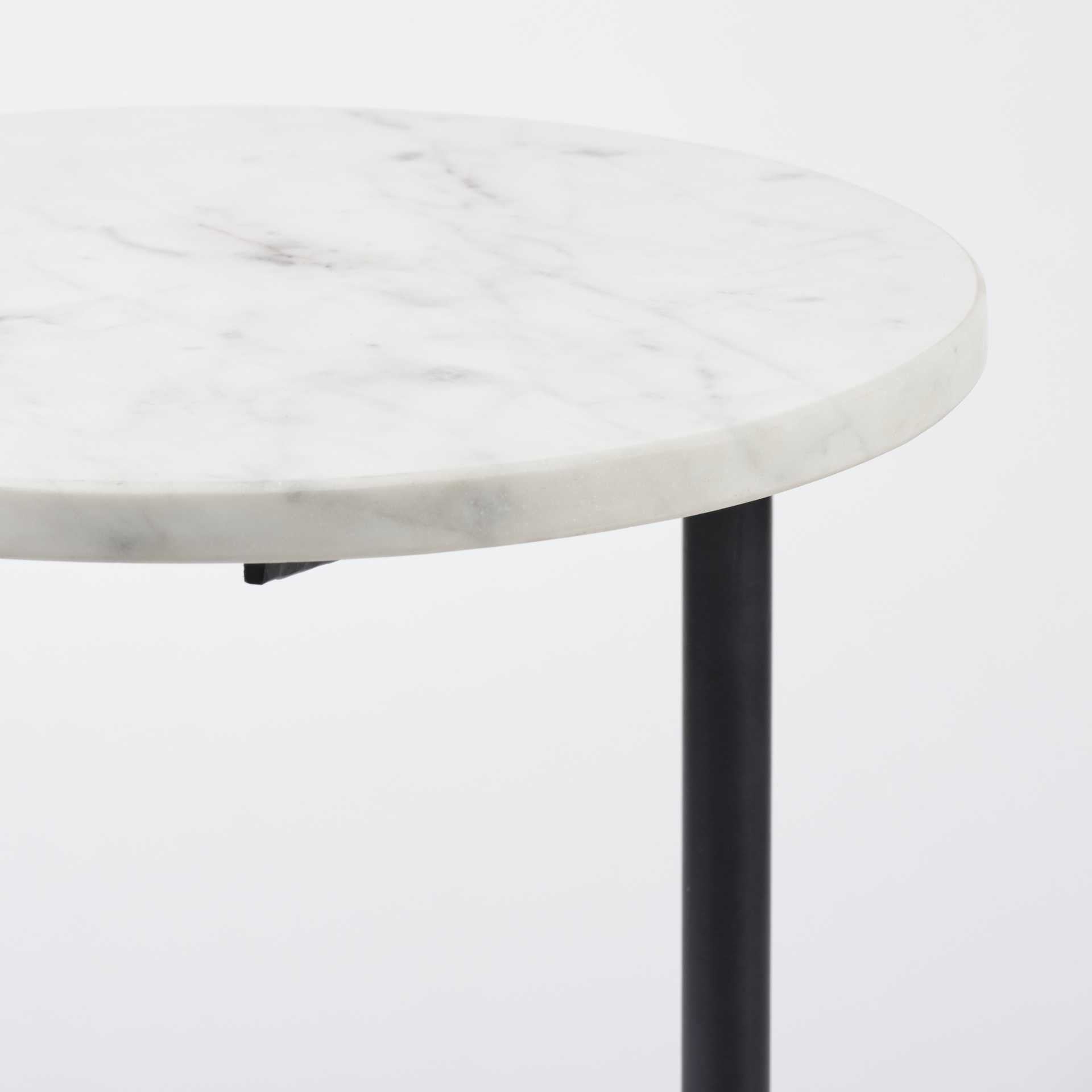 27" Black And White Marble Round End Table - GreatEagleInc