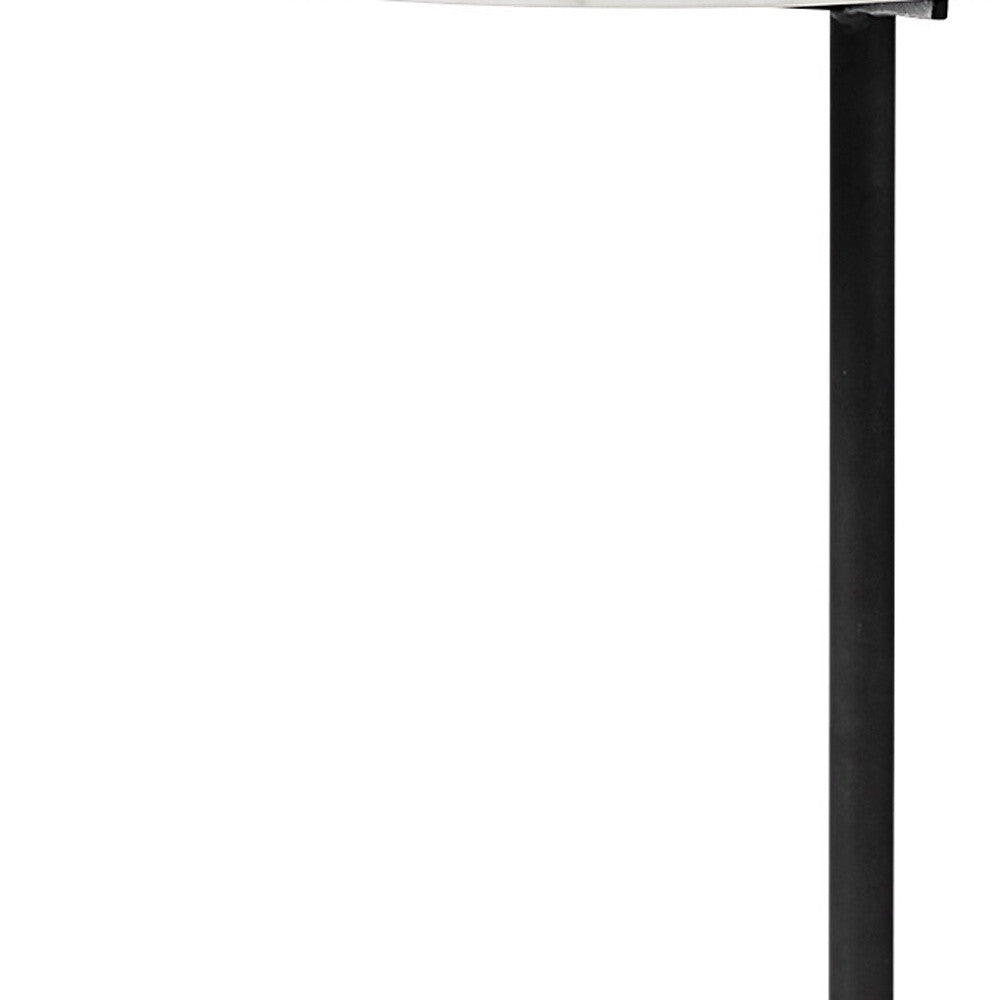 27" Black And White Marble Round End Table - GreatEagleInc