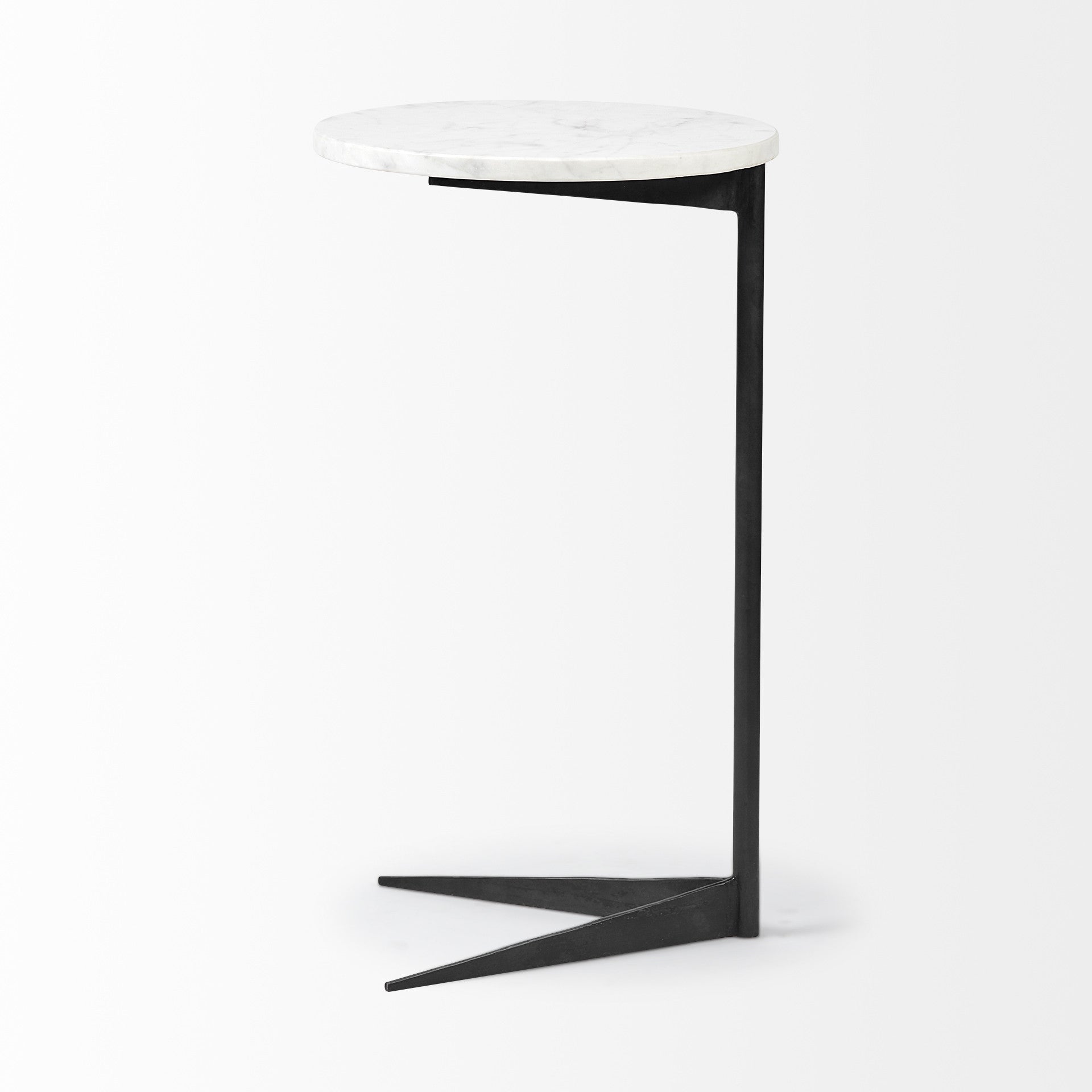 27" Black And White Marble Round End Table - GreatEagleInc