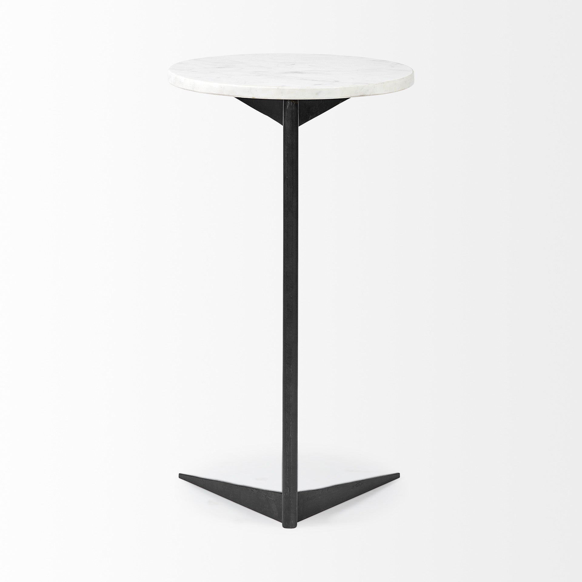 27" Black And White Marble Round End Table - GreatEagleInc