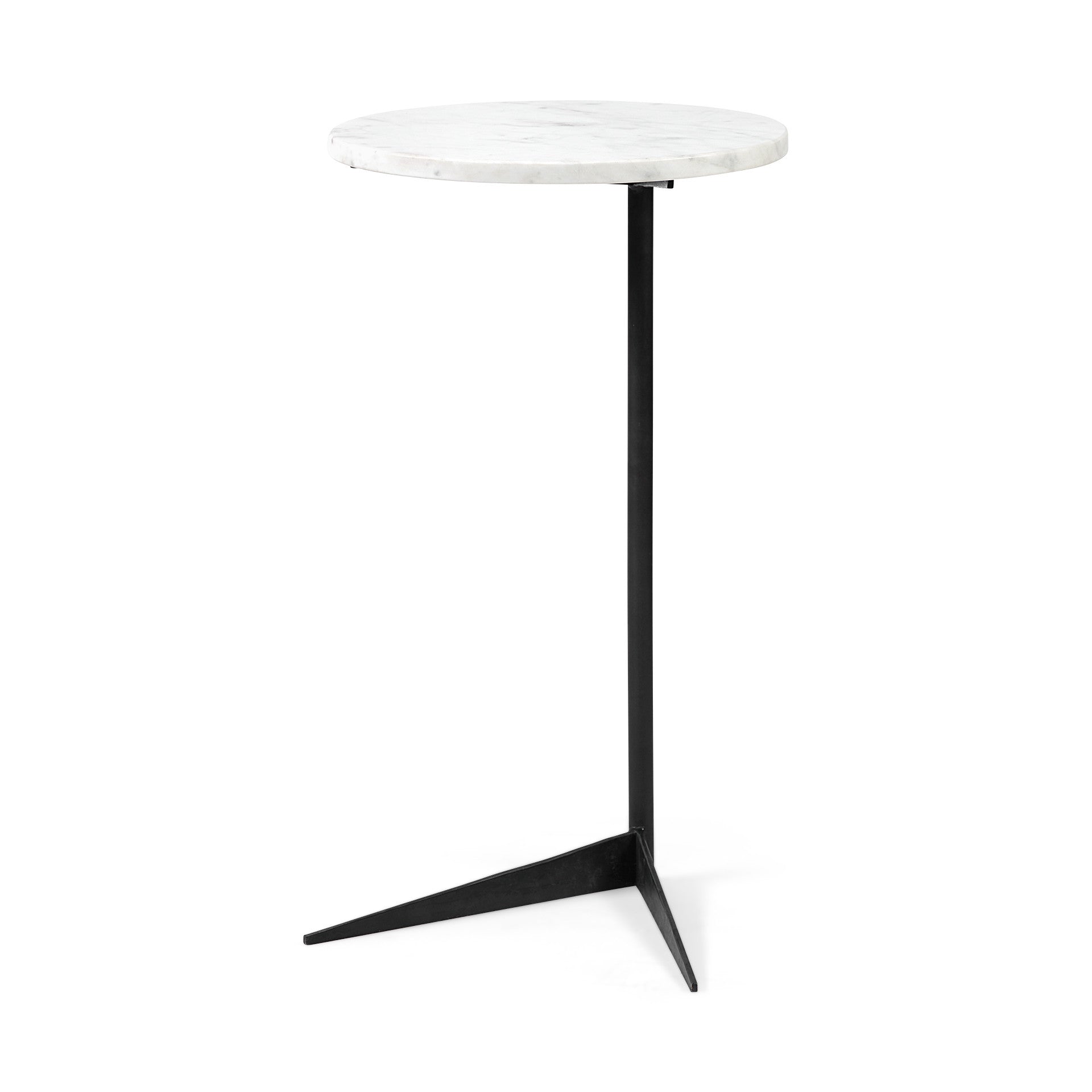 27" Black And White Marble Round End Table - GreatEagleInc