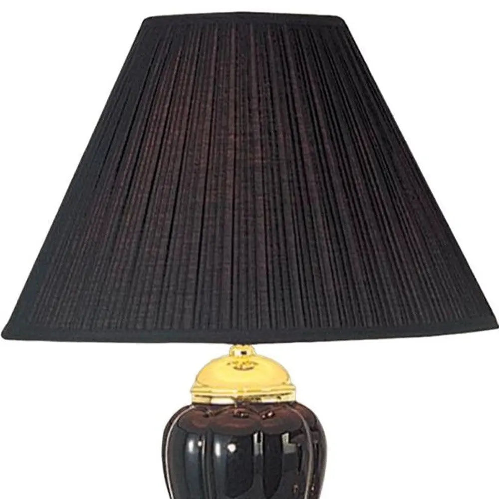 27" Black and Gold Ceramic Urn Table Lamp With Black Empire Shade Homeroots Lighting