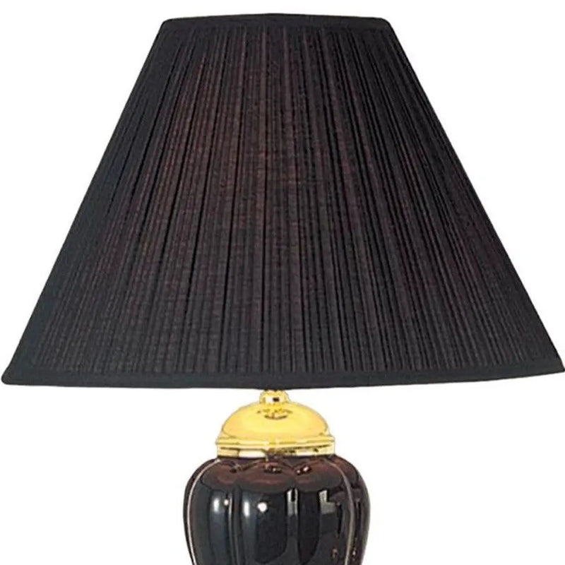 27" Black and Gold Ceramic Urn Table Lamp With Black Empire Shade Homeroots Lighting