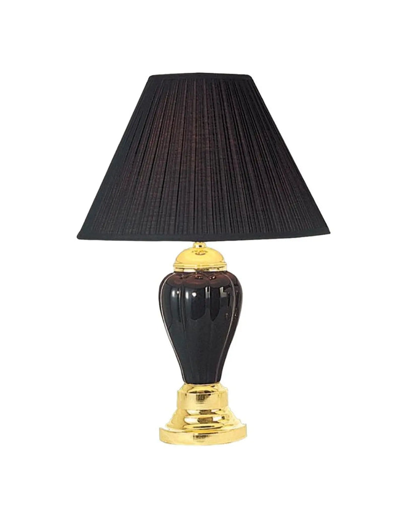 27" Black and Gold Ceramic Urn Table Lamp With Black Empire Shade Homeroots Lighting