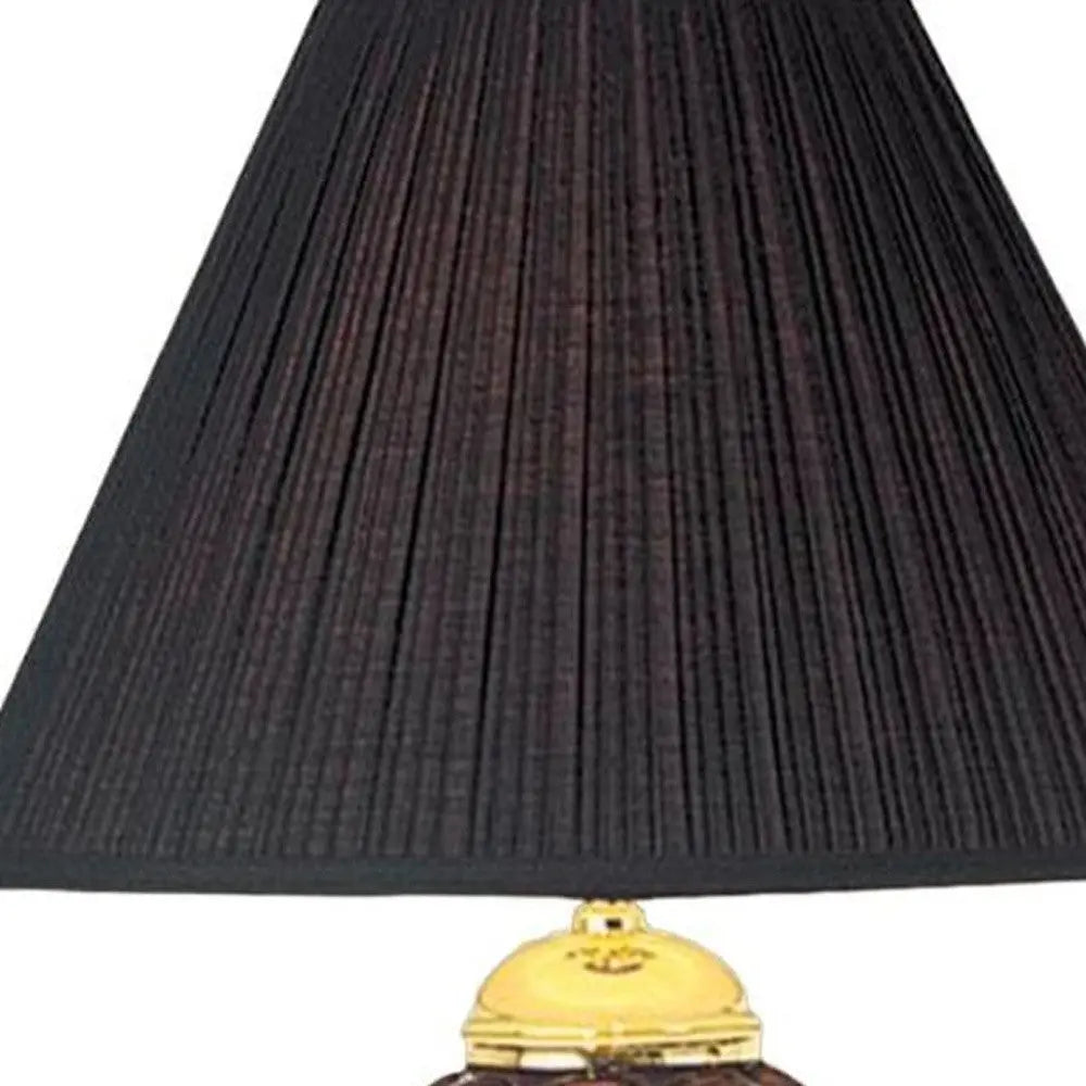 27" Black and Gold Ceramic Urn Table Lamp With Black Empire Shade Homeroots Lighting
