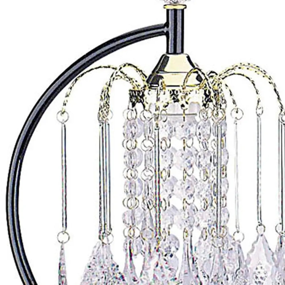 27" Black and Gold Metal Faux Crystal Chandelier Table Lamp Homeroots Lighting