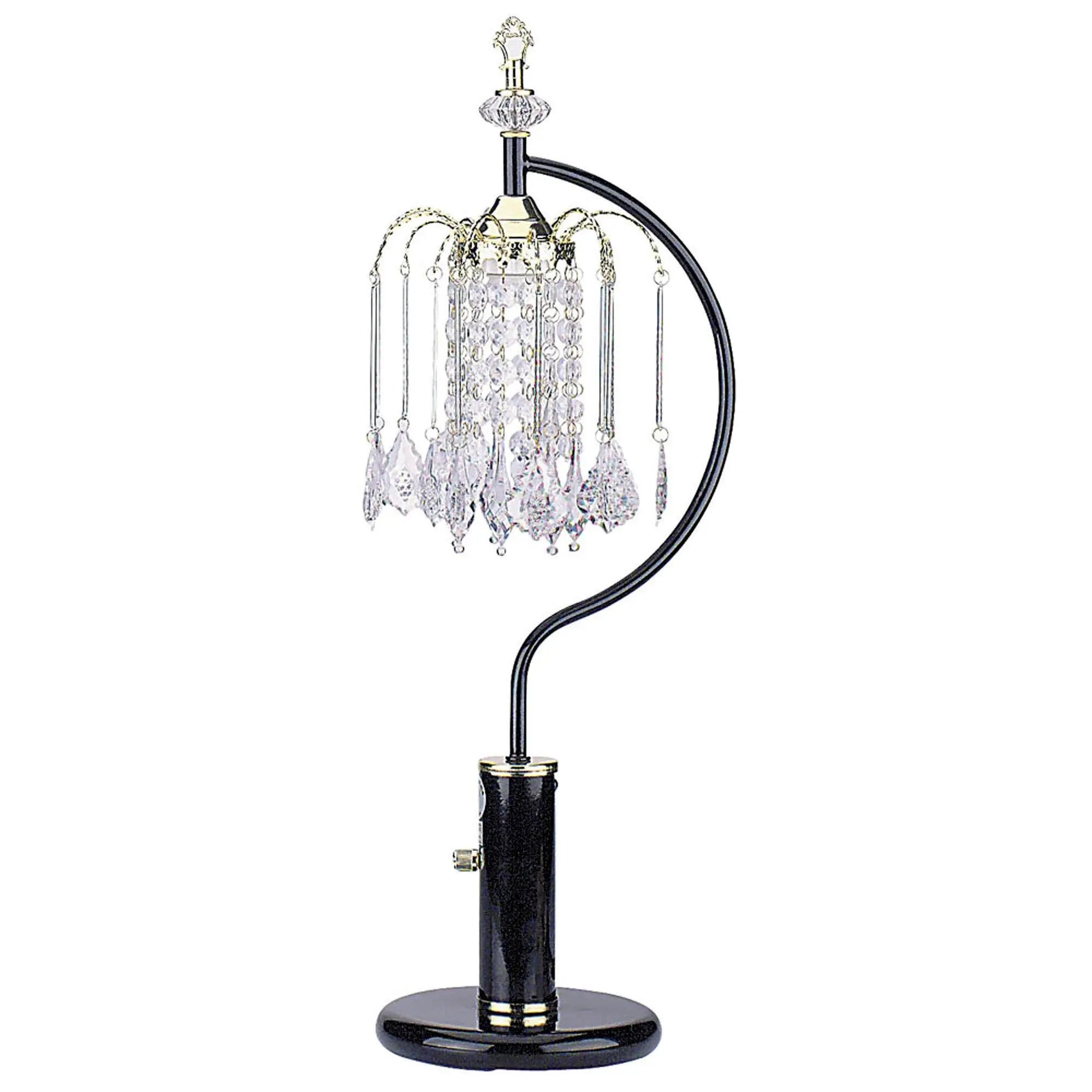 27" Black and Gold Metal Faux Crystal Chandelier Table Lamp Homeroots Lighting