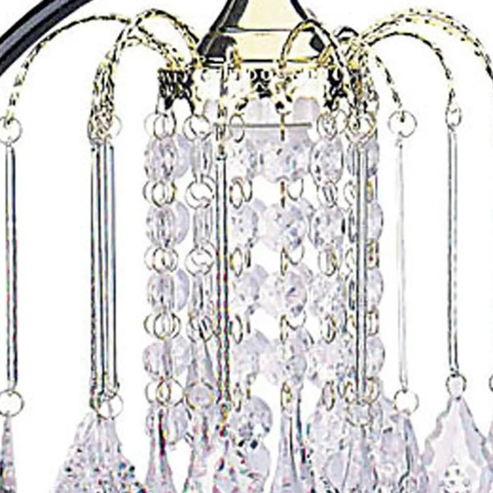 27" Black and Gold Metal Faux Crystal Chandelier Table Lamp Homeroots Lighting