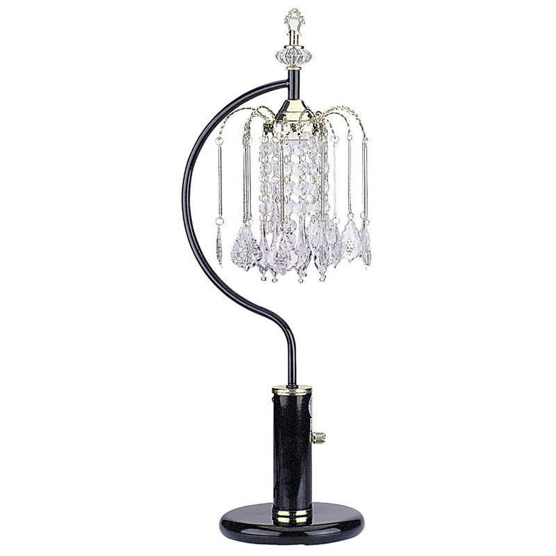 27" Black and Gold Metal Faux Crystal Chandelier Table Lamp Homeroots Lighting