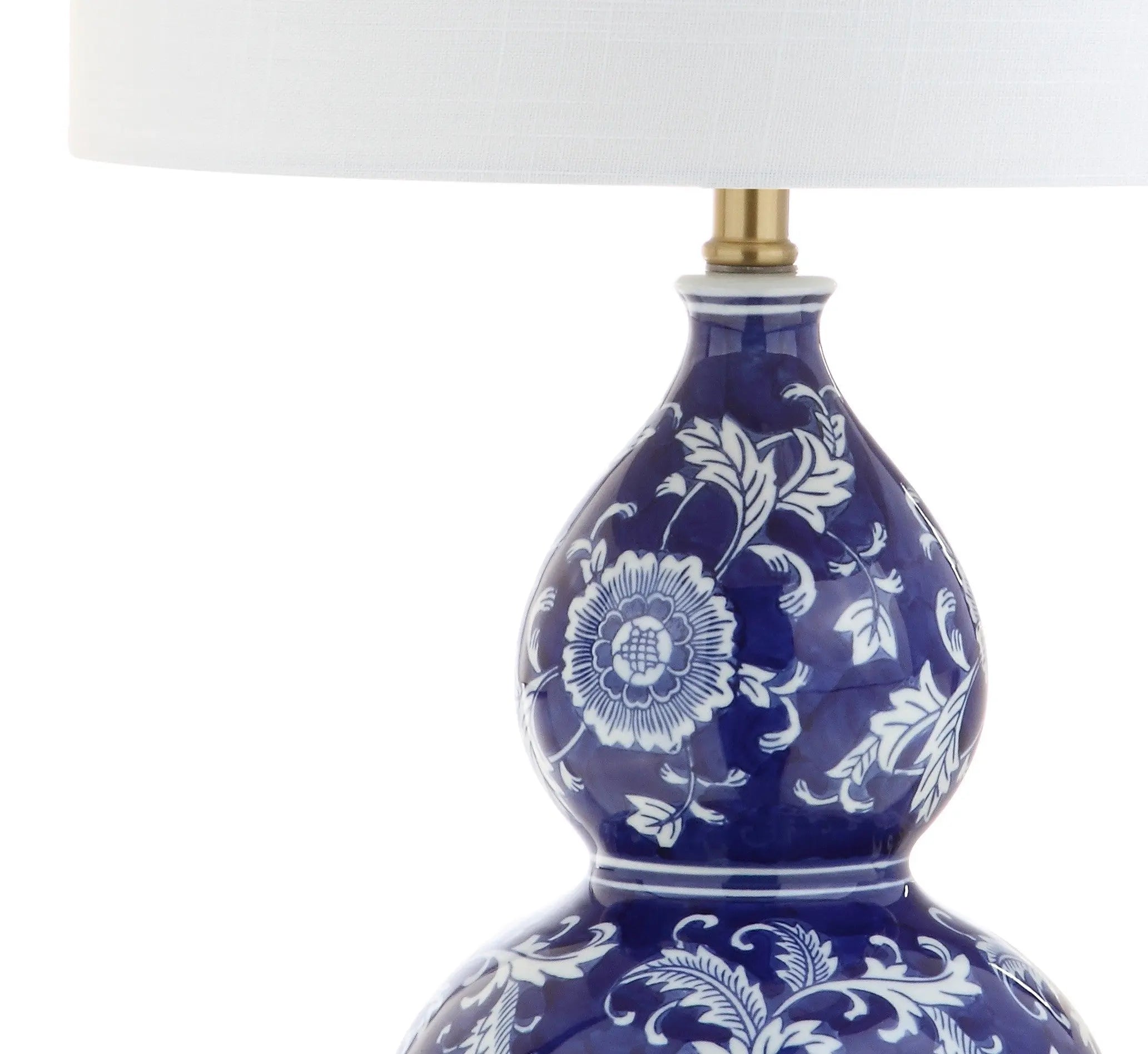 27" Blue Gold And White Novelty Table Lamp With Drum Shade Homeroots Lighting
