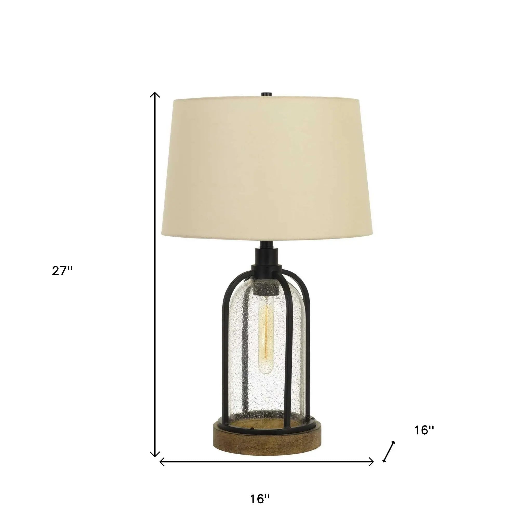 27" Brown Metal Two Light Globe Table Lamp With Eggshell Empire Shade Homeroots Lighting