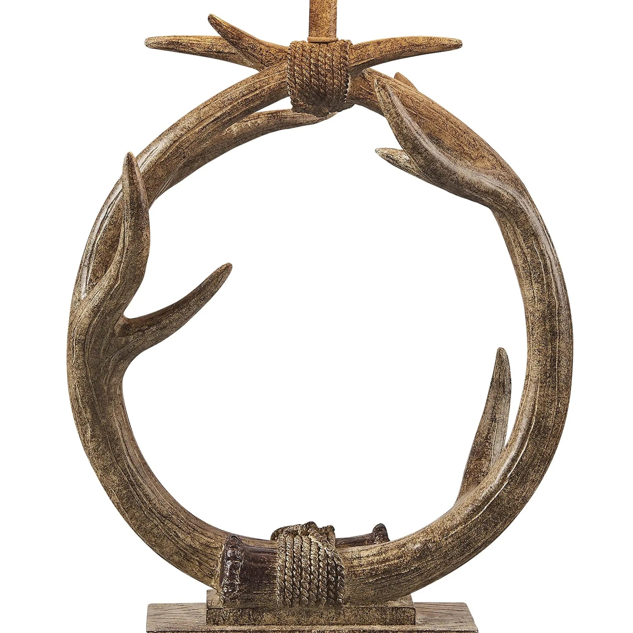 27" Brown Rustic Faux Antlers Table Lamp With White Drum Shade Homeroots Lighting