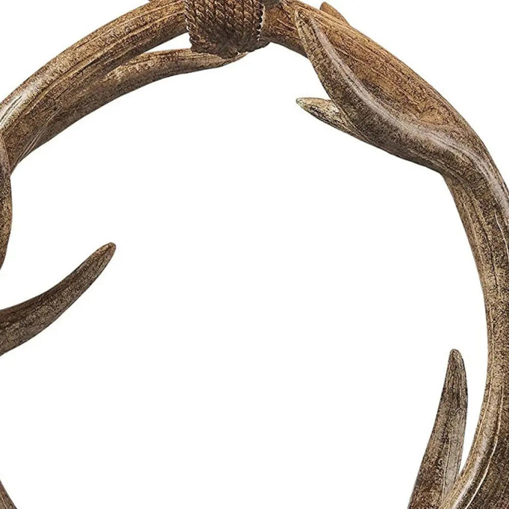 27" Brown Rustic Faux Antlers Table Lamp With White Drum Shade Homeroots Lighting