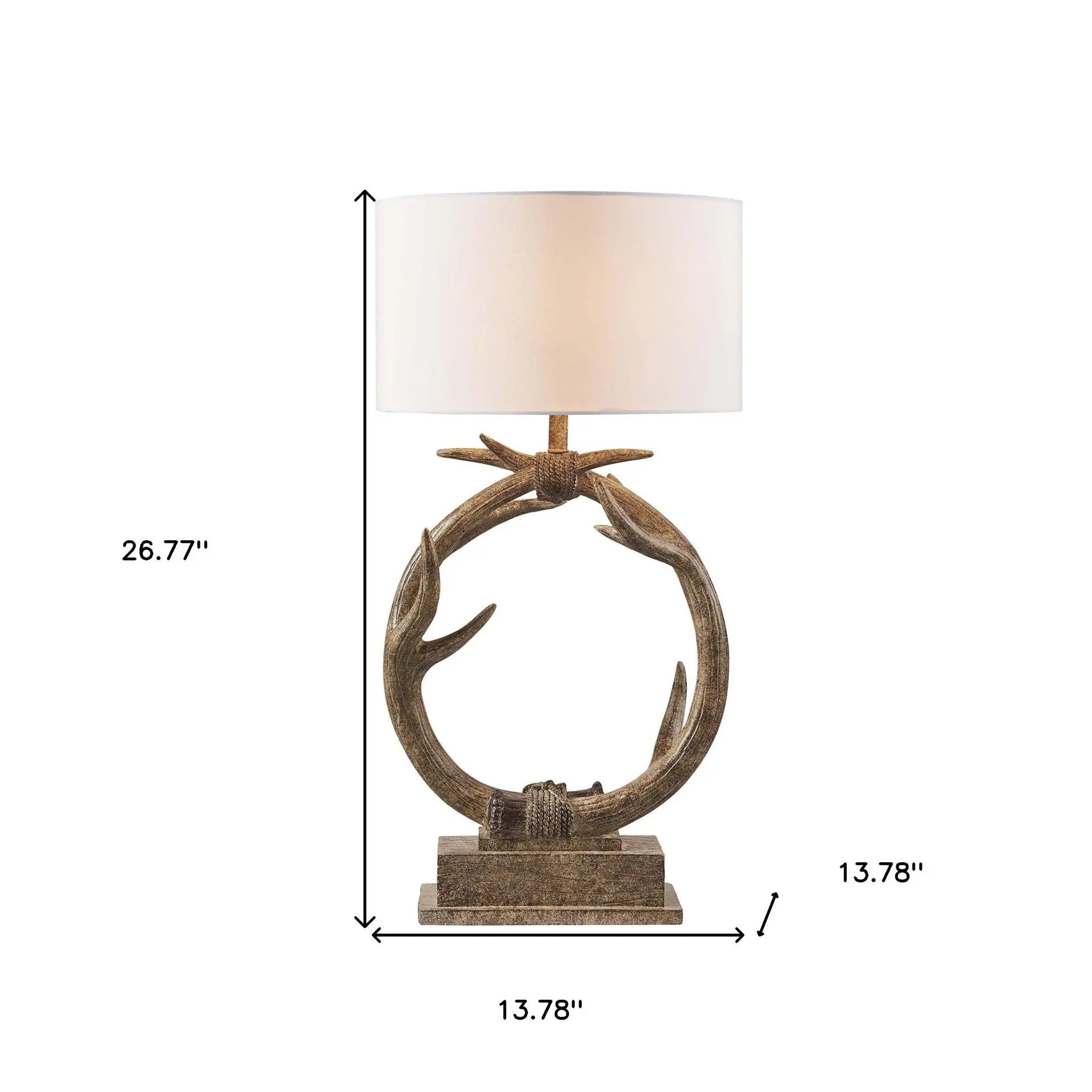 27" Brown Rustic Faux Antlers Table Lamp With White Drum Shade Homeroots Lighting