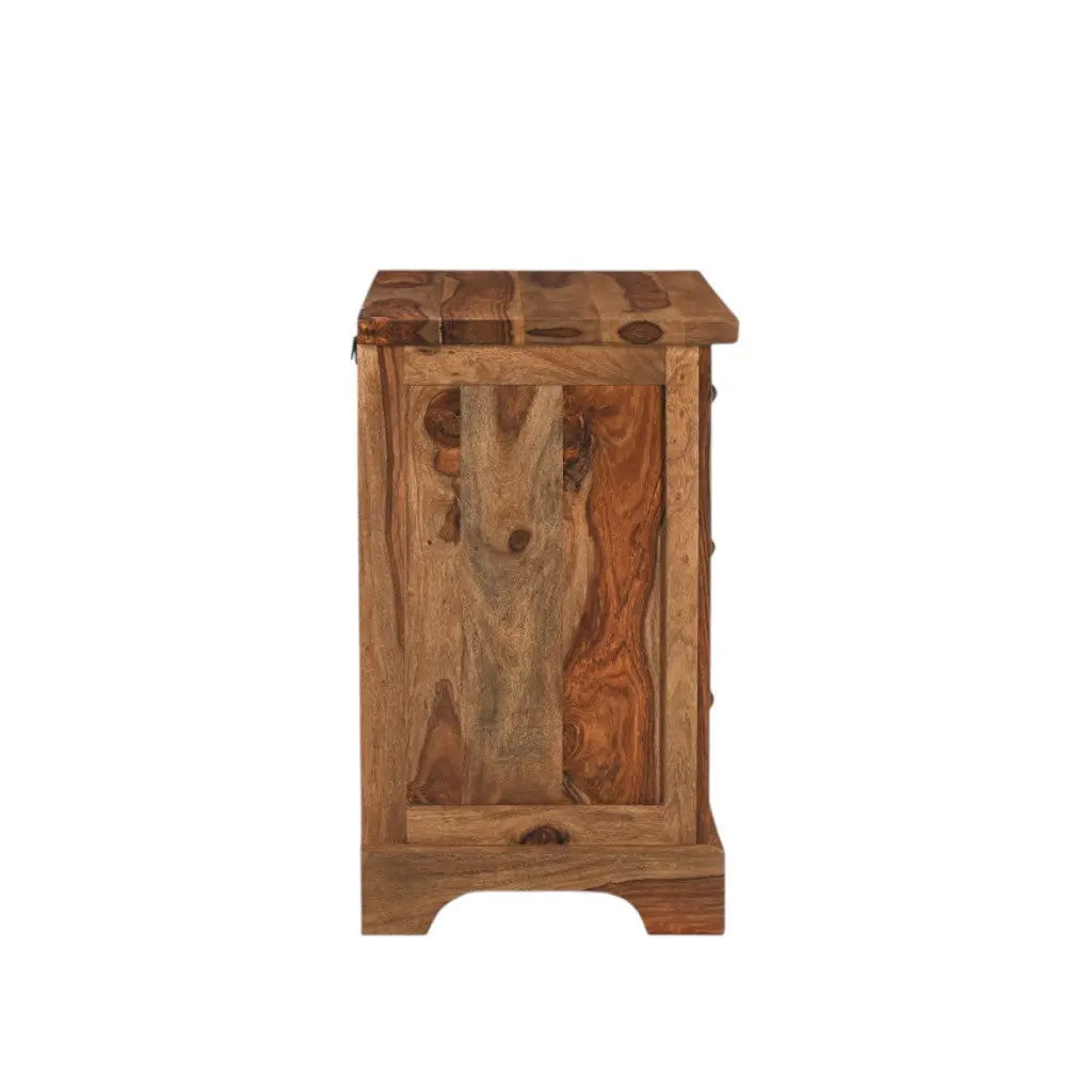 27" Brown Solid Wood Live Edge Three Drawer Nightstand Homeroots Bed & Bath